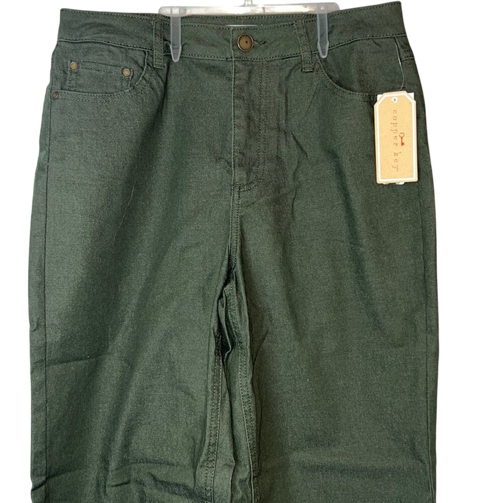 Copper Key Dark Green Wide Leg Pants w/ Frayed Hems, Size 9, NWT!